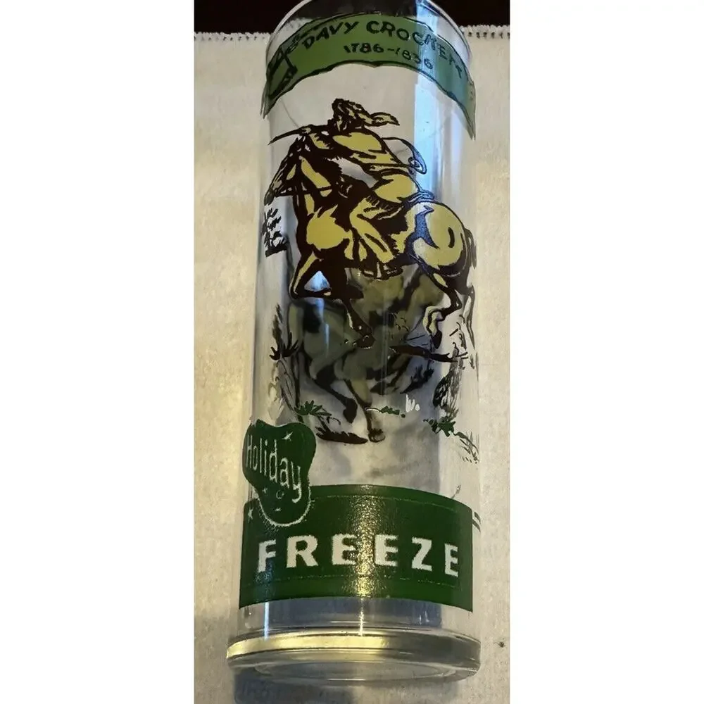 DAVY CROCKETT 2 Holiday Freeze Soda Fountain Vintage‎ ACL Drinking Glass Tumbler